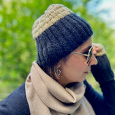 Winter Cap & Gloves (Black-Beige)