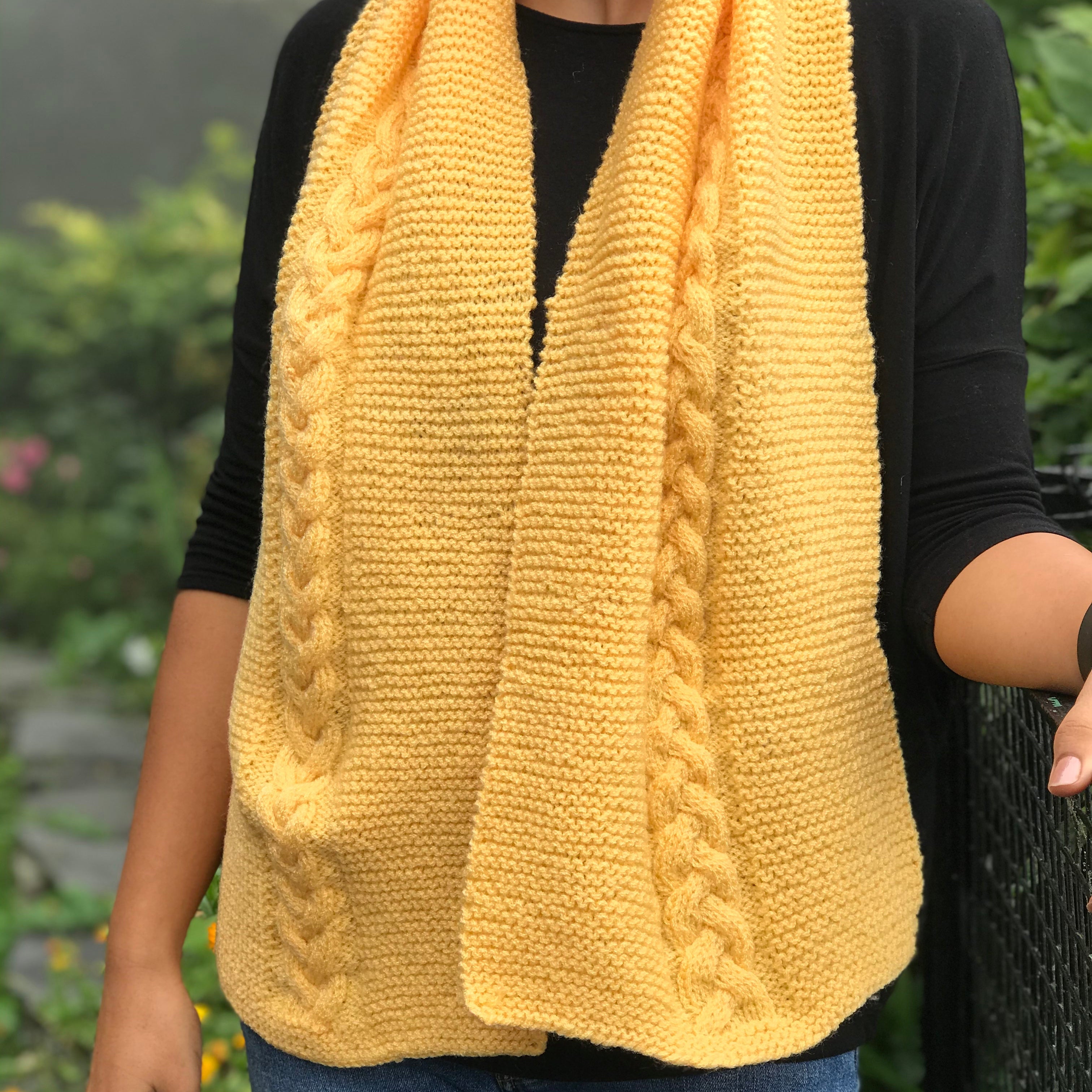 Hand-knitted Yellow Woollen Muffler Hand-knitted Yellow Woollen Muffler