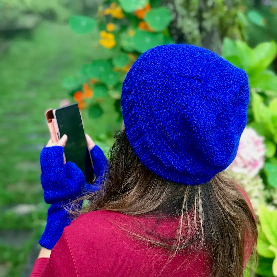 Blue Woollen Cap & Gloves (3pc)